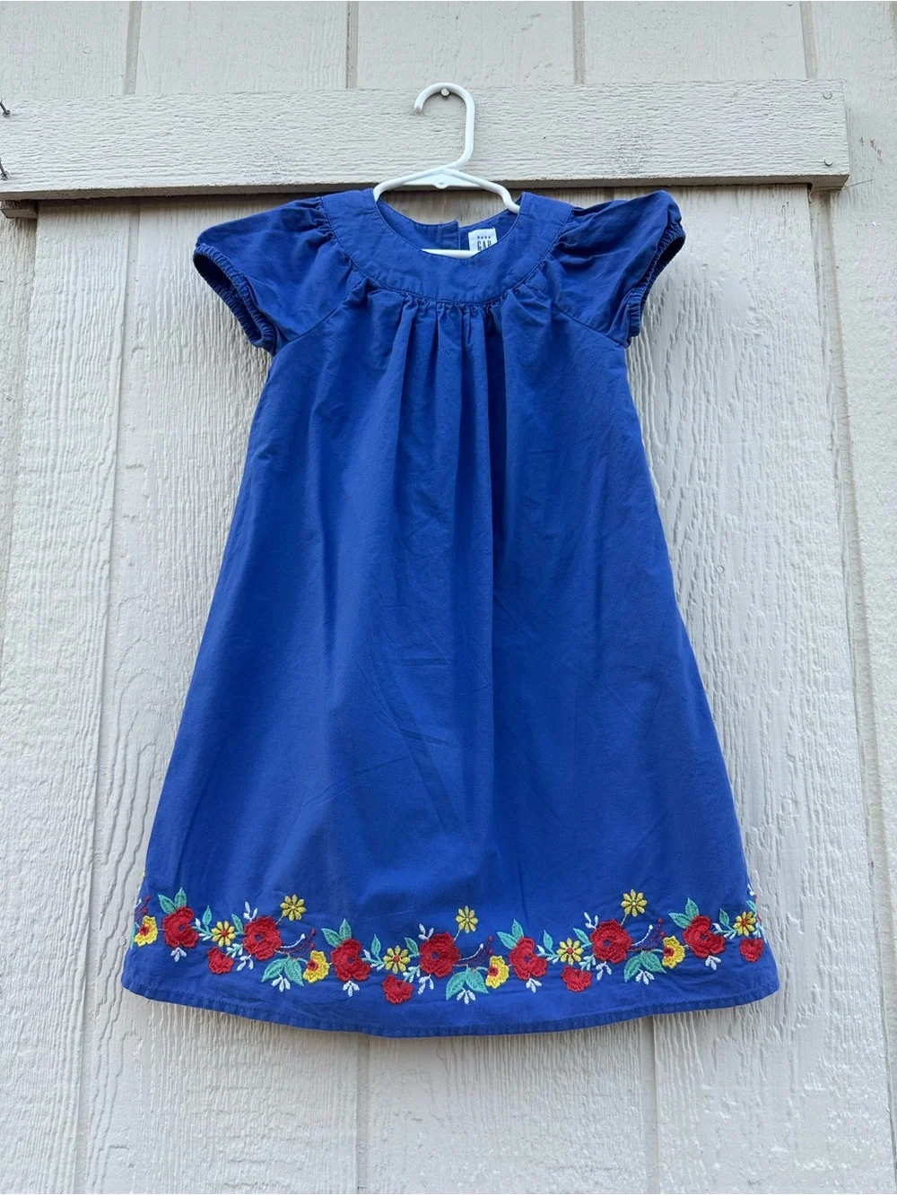 GAP Royal Blue Floral Embroidered Hem Dress